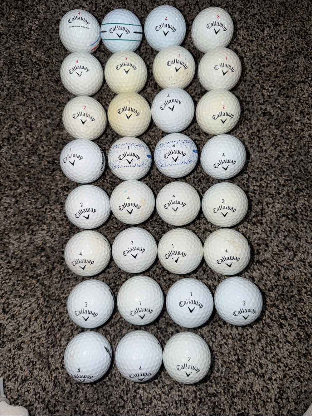31-Callaway Chrome Soft (12) + Supersoft (19) Used Golf Balls –Clean Mix Lot